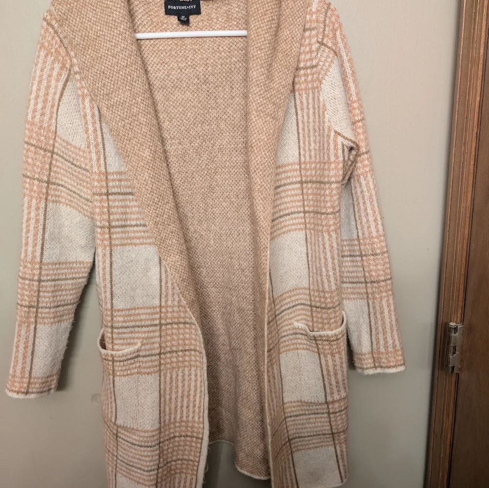 Fortune + Ivy Versatile hooded long overcoat type sweater - Picture 2 of 6